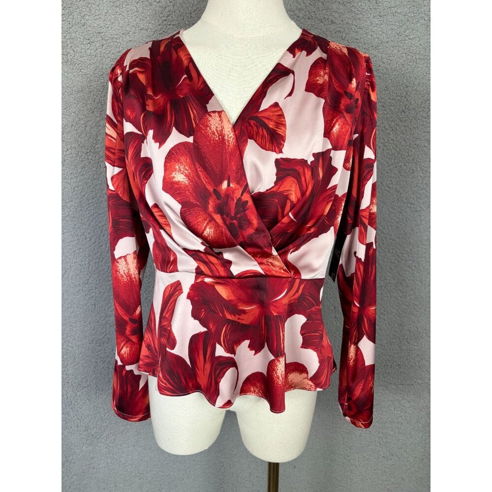 I.n.c. International Concepts Women's Small Printed Surplice-Neck Top Multi NWTs